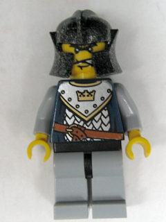 Fantasy Era - Crown Knight Scale Mail with Crown, Speckle Black-Silver Helmet, Angry Eyebrows (Castle Watch)